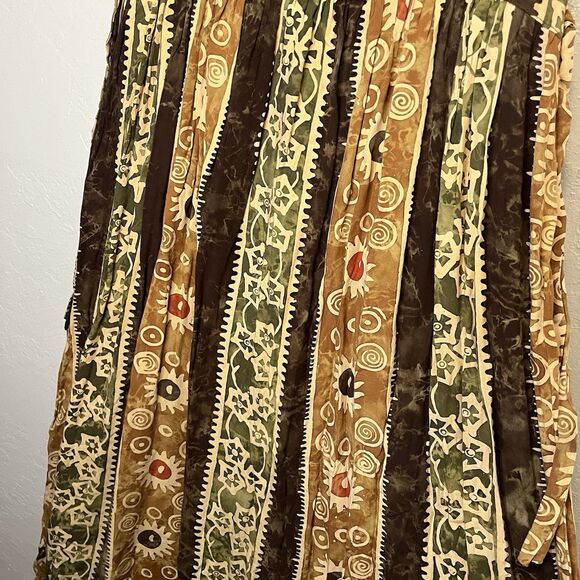 Vintage 90s Y2K Rama Size M abstract Art tan Yellow Summer Maxi Dress - Picture 5 of 10